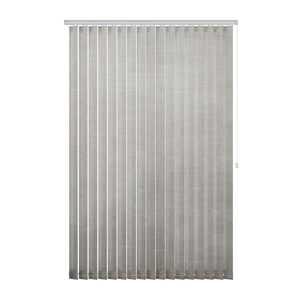 Mist: The Fabric Box Vertical Blinds Hayden Mist