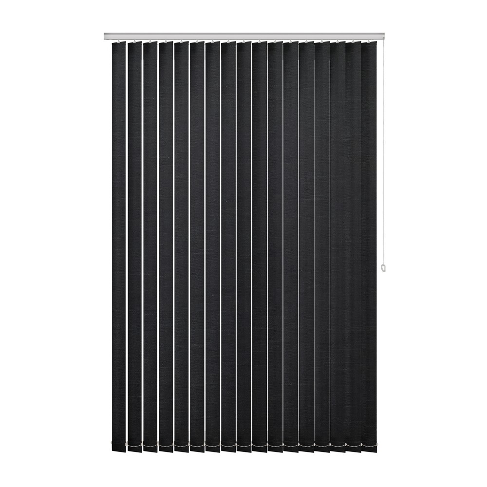 Midnight: The Fabric Box Vertical Blinds Hayworth Midnight